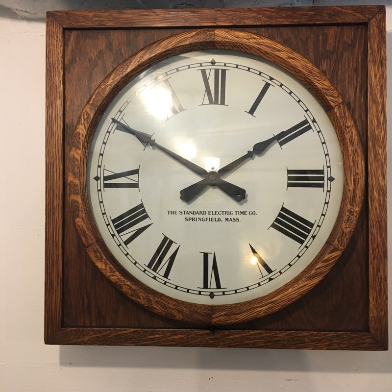 ANTIQUE 1920's THE STANDARD ELECTRIC TIME Co. “SQUARE WALL CLOCK