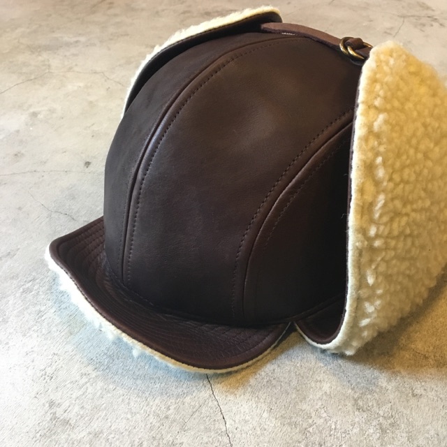NEW ARRIVAL BAA COSTUME MFG. “LEATHER BOMBER CAP” BROWN HORSEHIDE